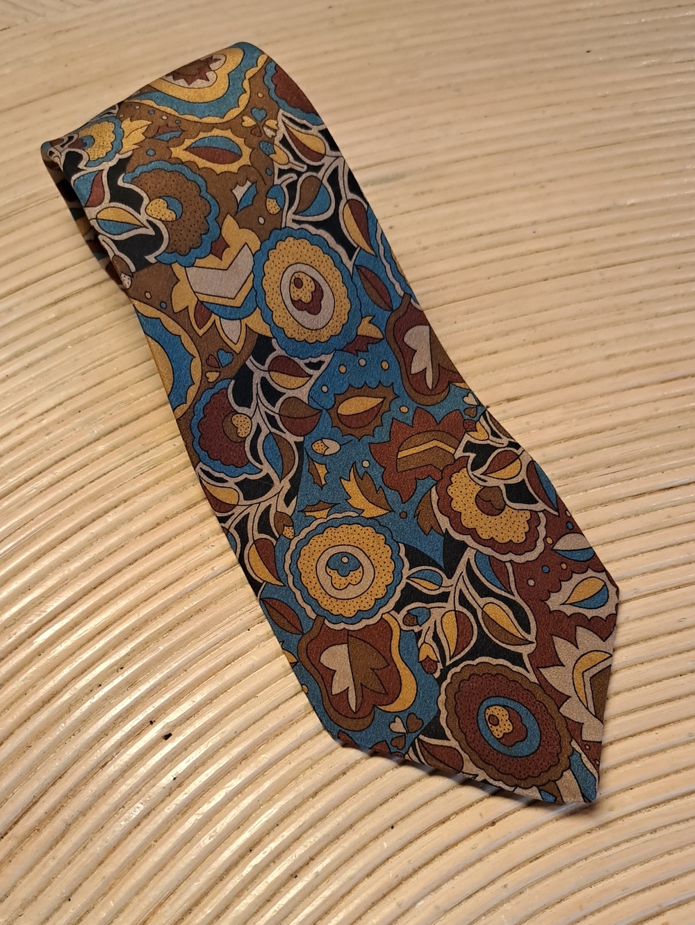 Missoni Floral Silk Tie in Blue, Brown & Gold Tones
